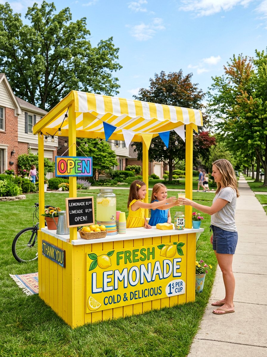 Painted Yellow Lemonade Stand - 25 Pallet Lemonade Stand Ideas
