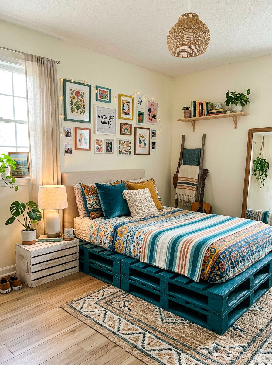 Painted pallet bed frame - 25 Twin pallet bed ideas