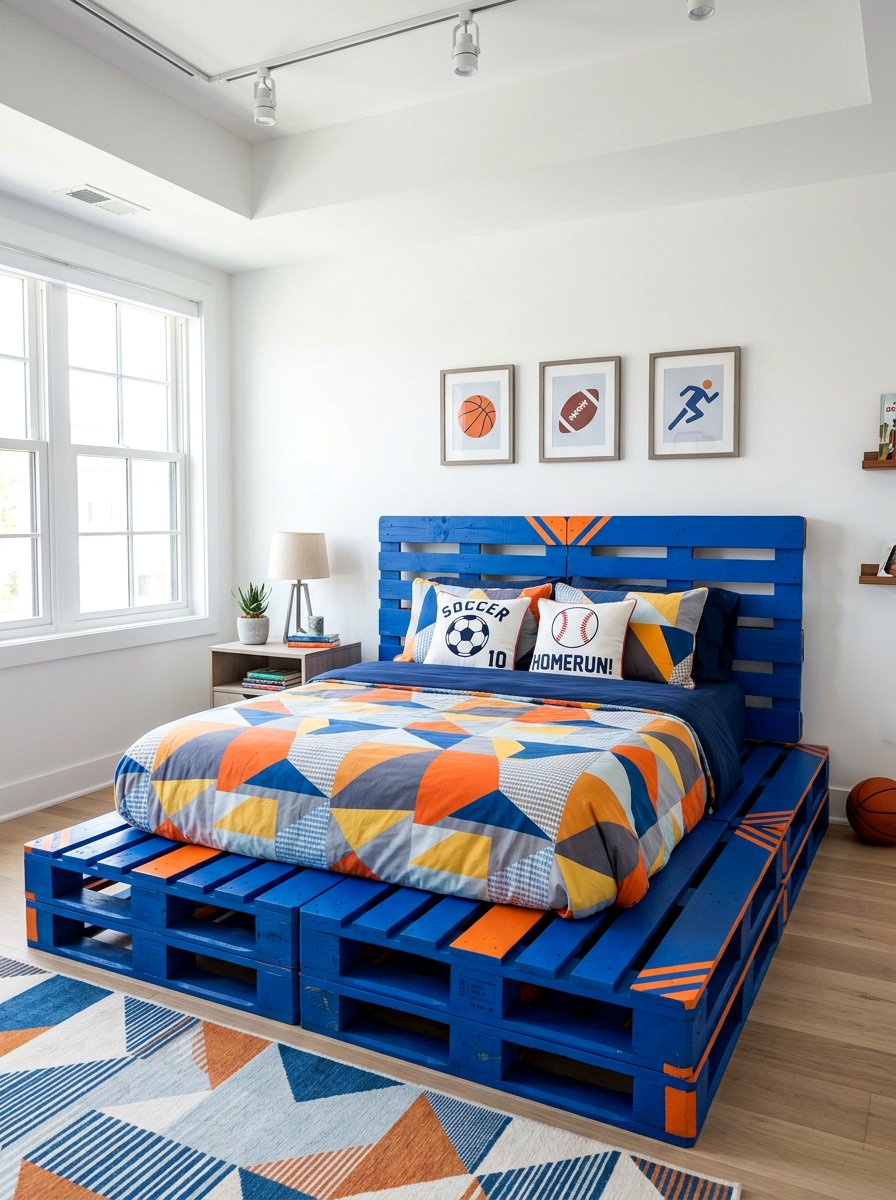 Painted pallet bed frame - 25 Pallet bed ideas for boys room