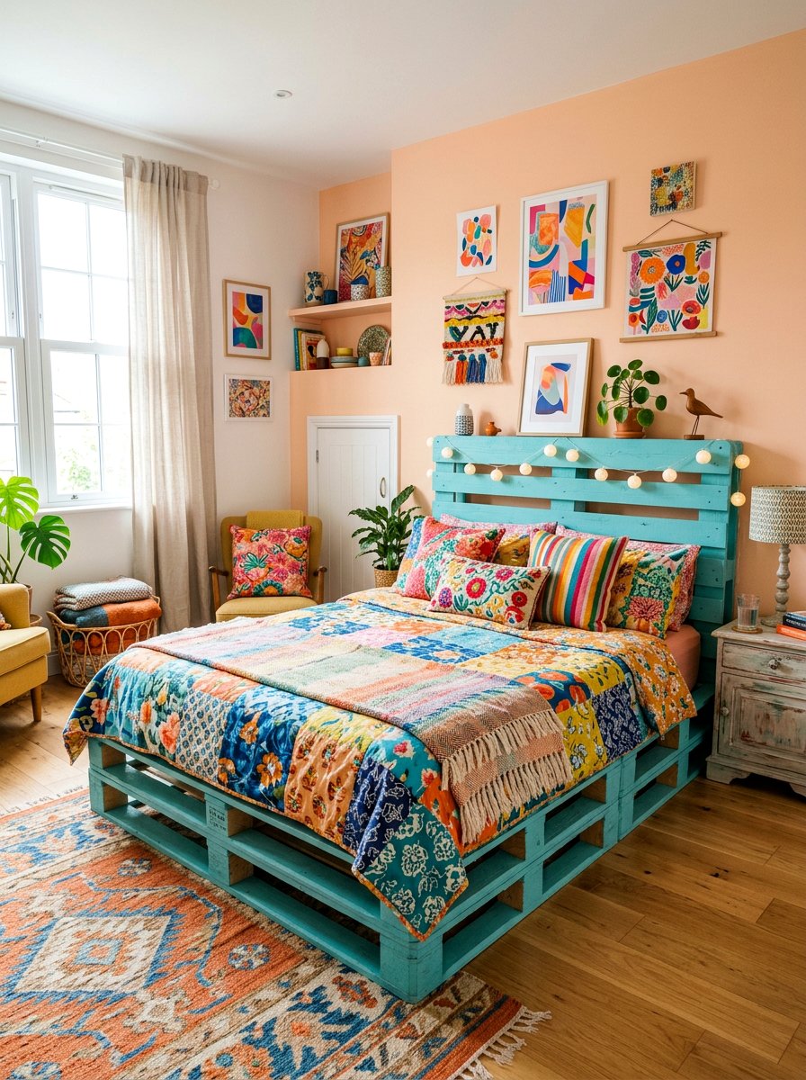 Painted pallet bed idea - 25 Pallet bed ideas for guest room