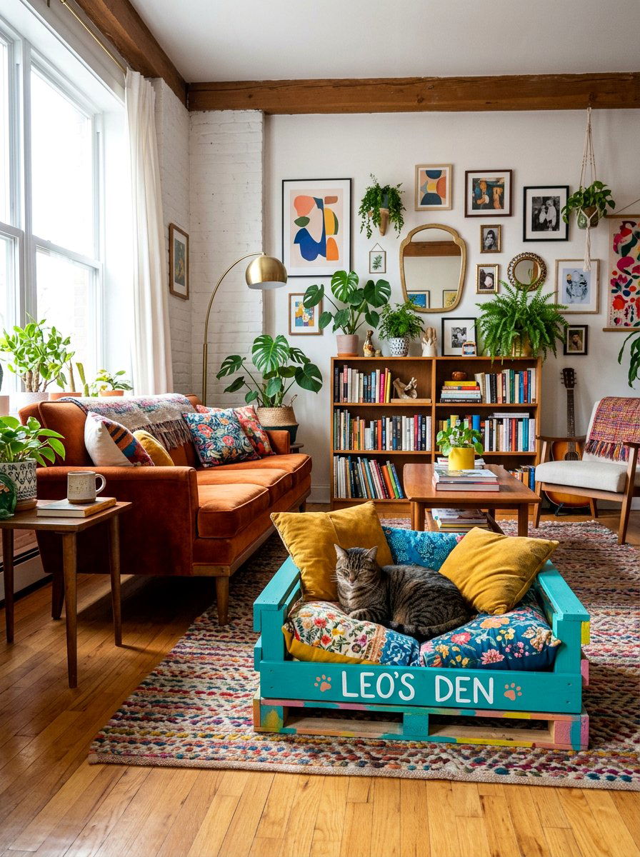 Painted pallet cat bed - 25 pallet cat bed ideas