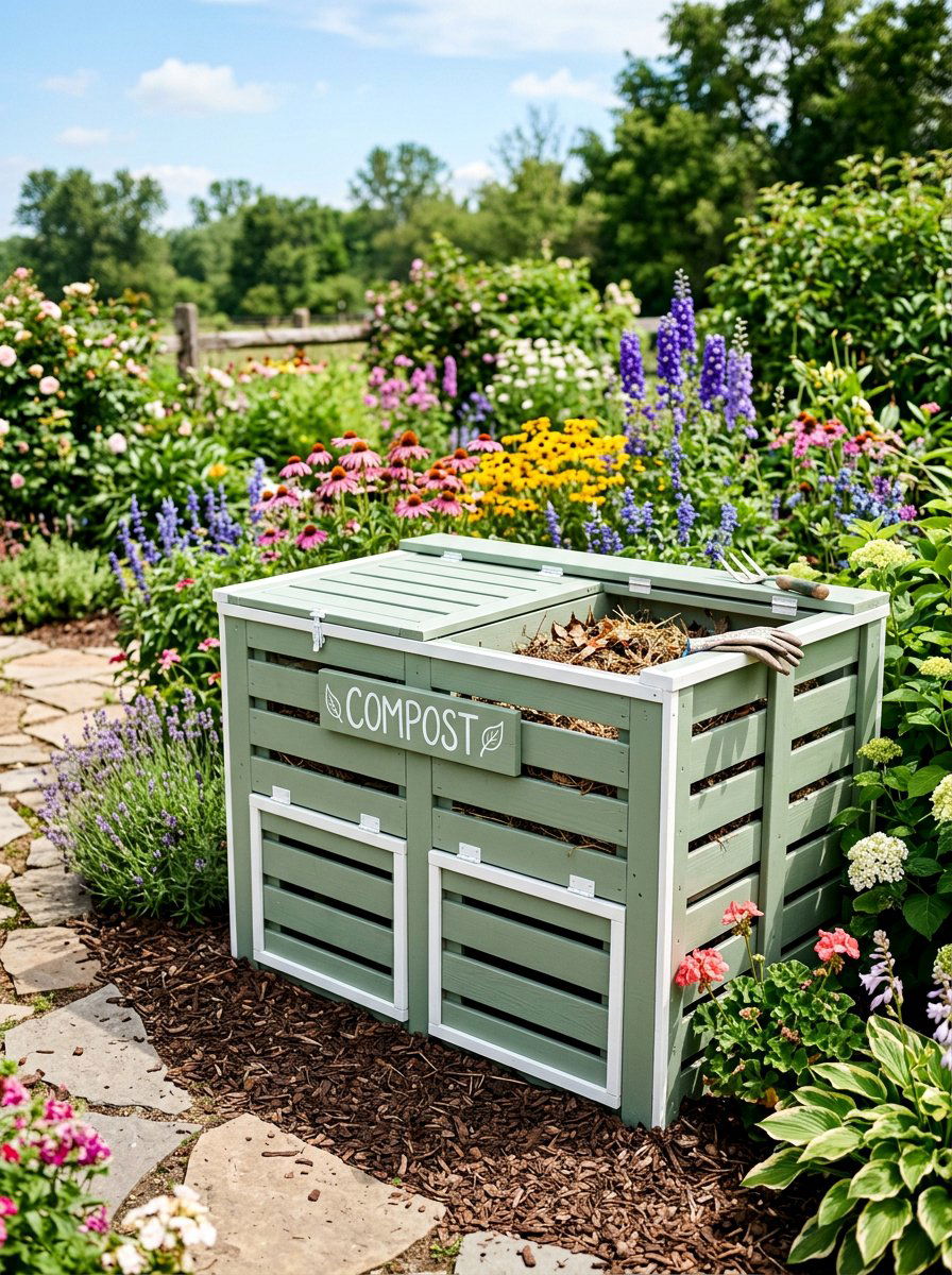 Painted pallet compost bin - 25 Pallet Compost Bin Ideas