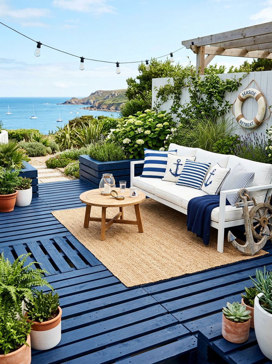 Painted pallet deck - 25 Pallet Stage for Backyard Ideas