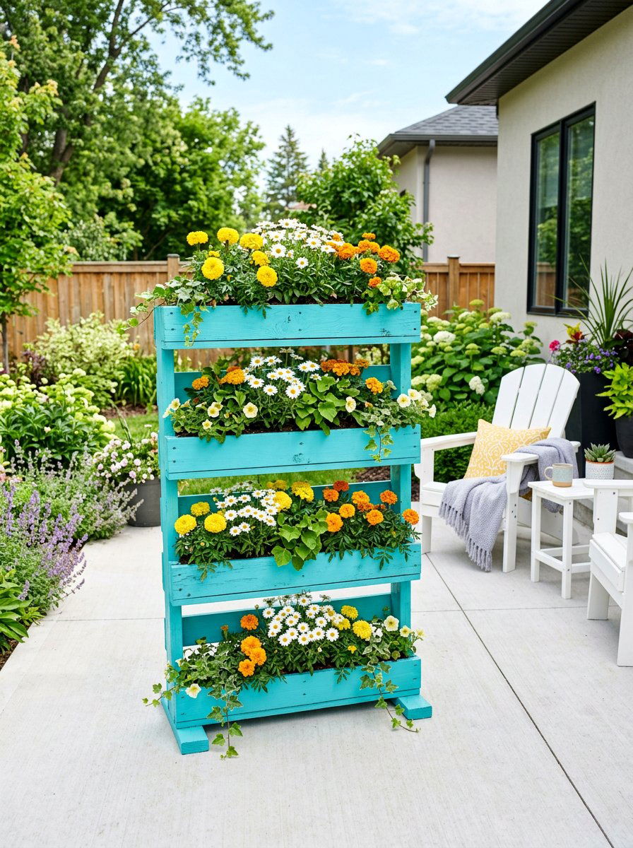 Painted pallet planter - 25 Pallet Tiered Planter Ideas
