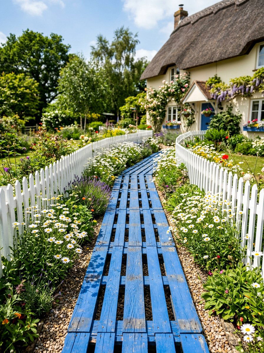 Painted pallet walkway - 25 Pallet Garden Pathway Ideas