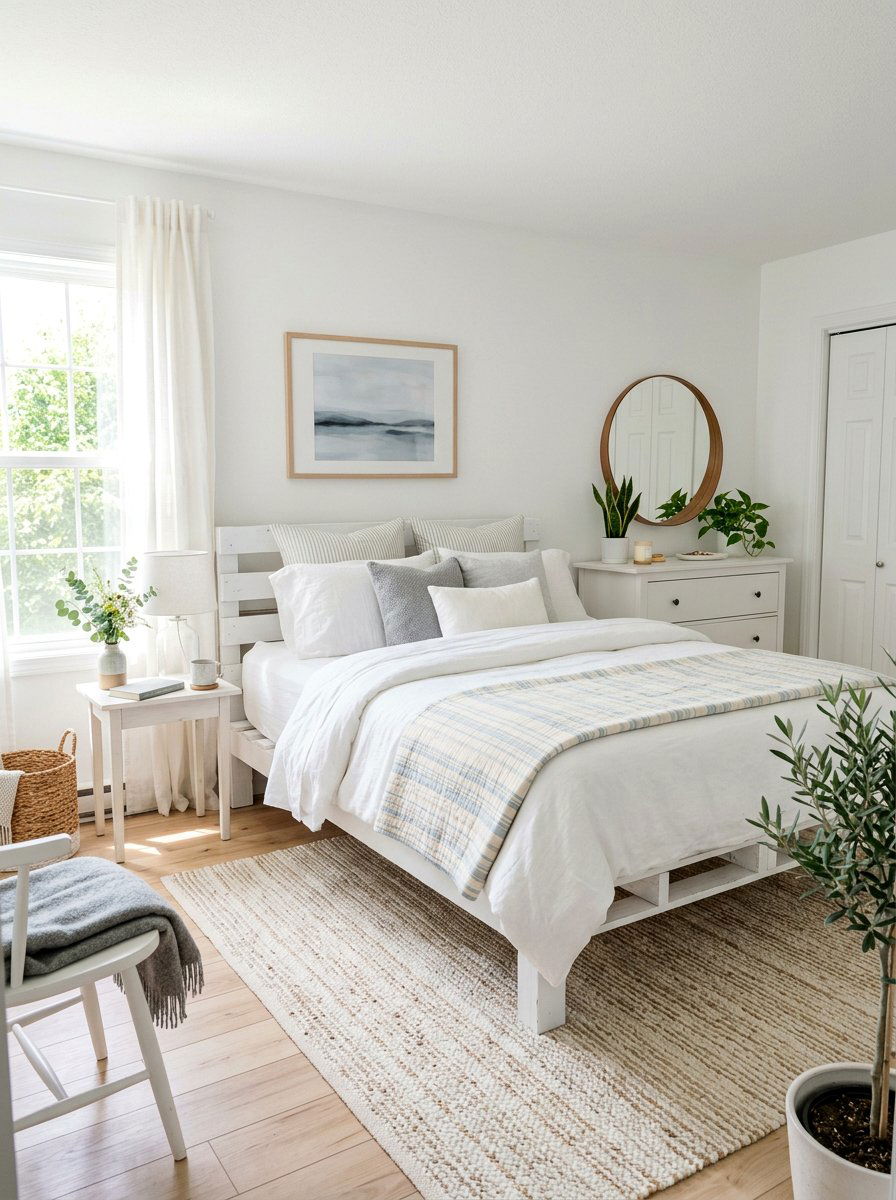 Painted white pallet bed - 25 Queen size pallet bed ideas