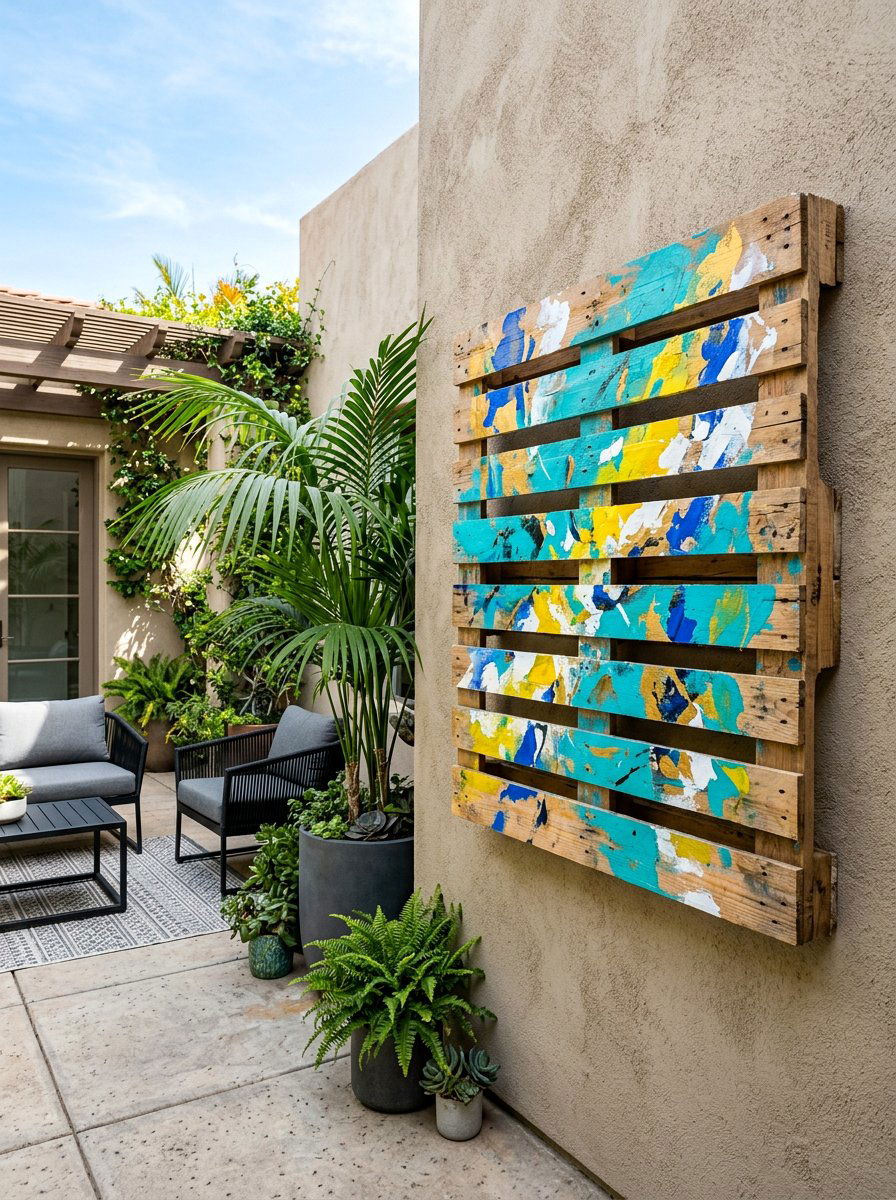 Pallet Abstract Painting - 25 Pallet Outdoor Wall Art Ideas