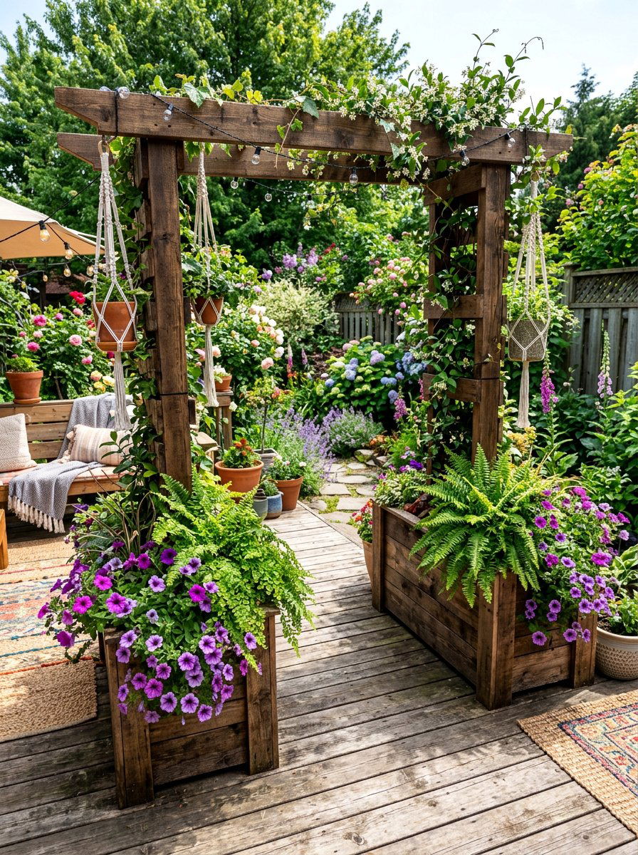 Pallet Arbor With Planter Boxes - 25 Pallet Arbor for Garden Ideas