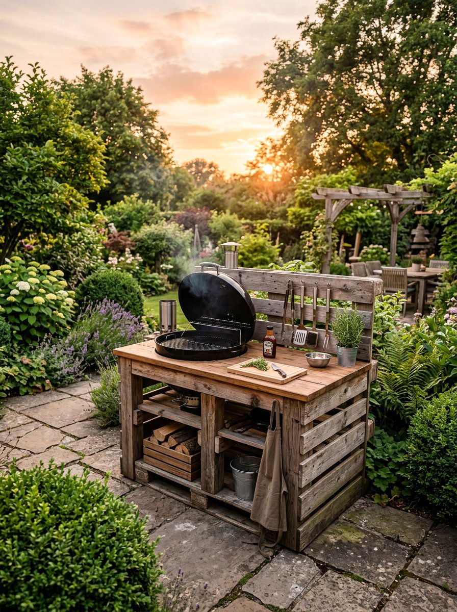 Pallet BBQ Station - 25 Pallet Outdoor Kitchen Island Ideas