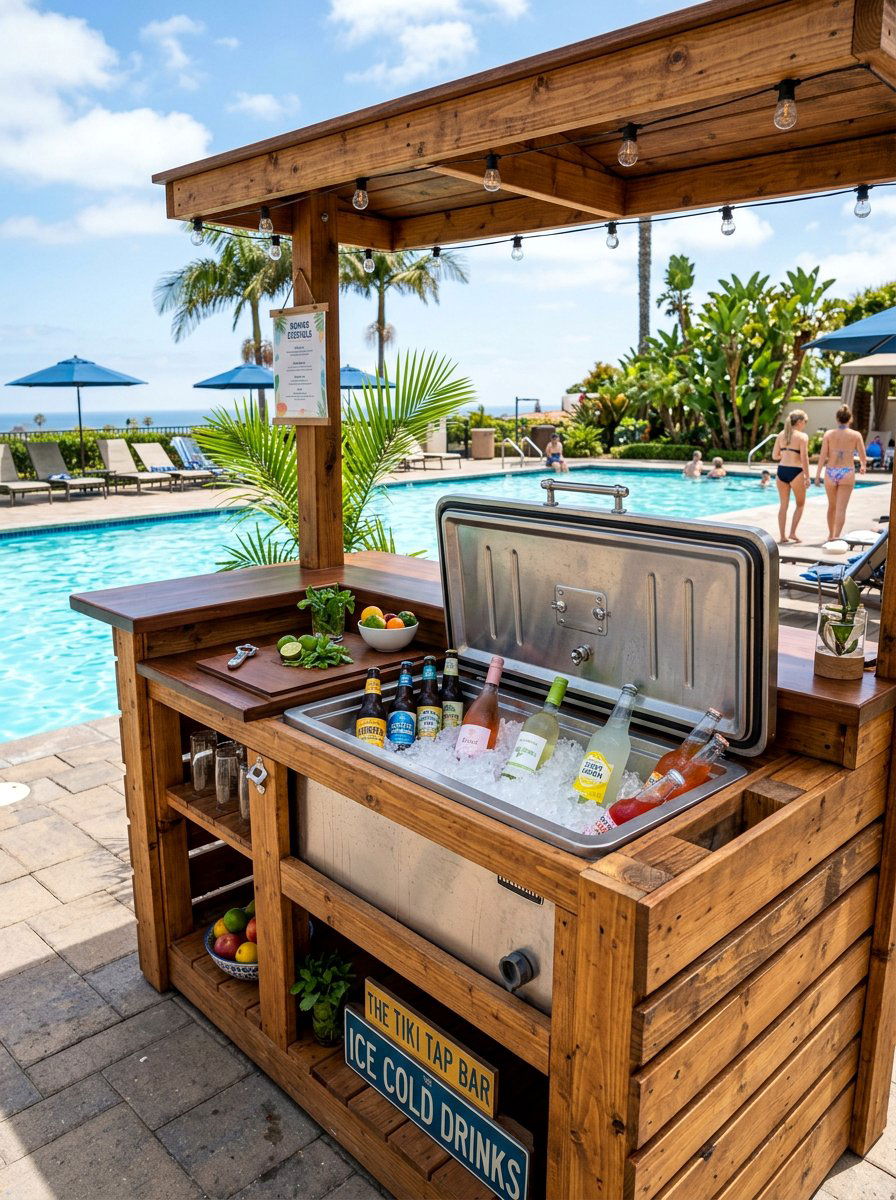 Pallet Bar With Cooler - 25 Pallet Tiki Bar Ideas