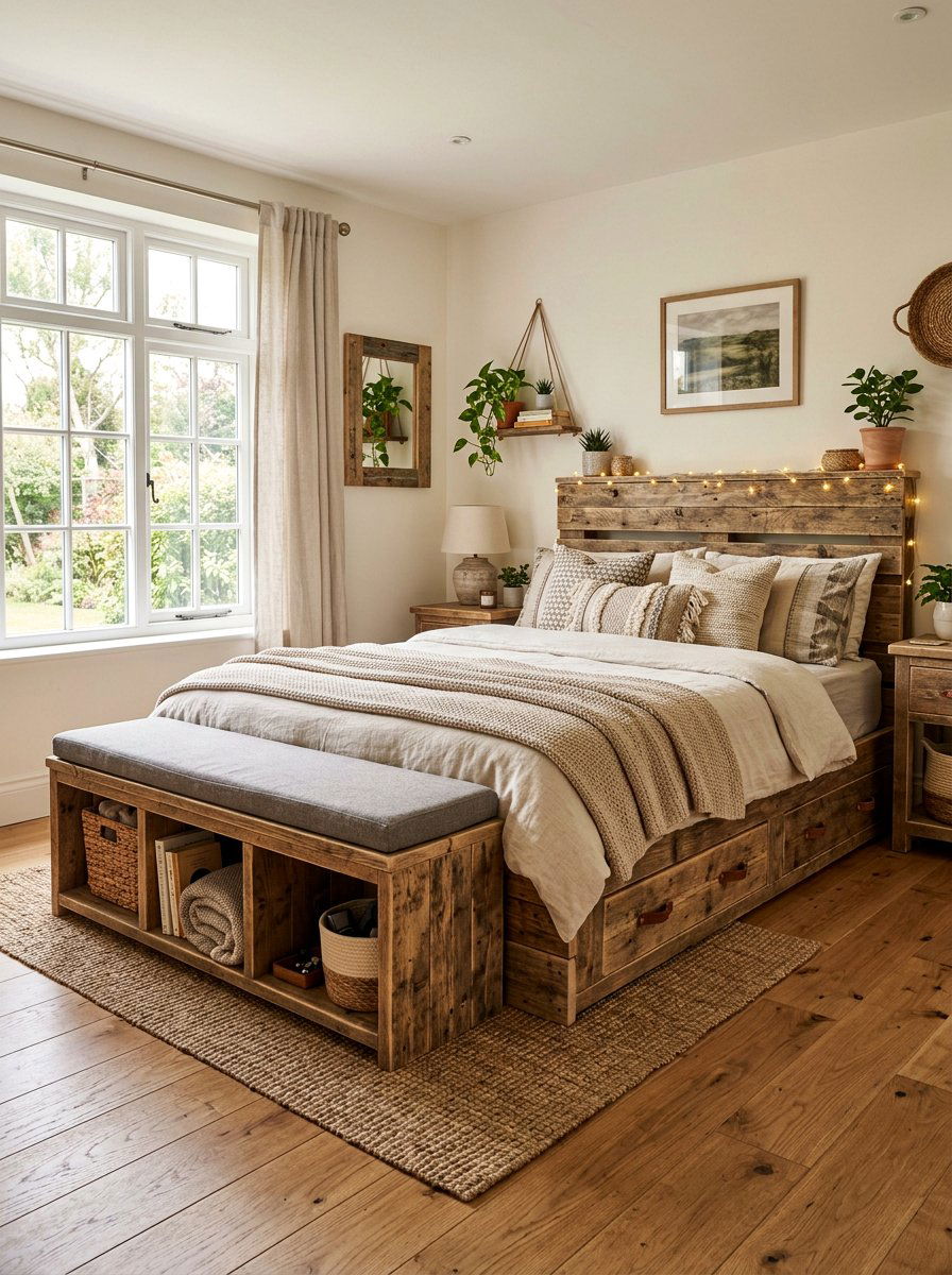 Pallet Bed And Bench - 25 Pallet bed ideas with storage