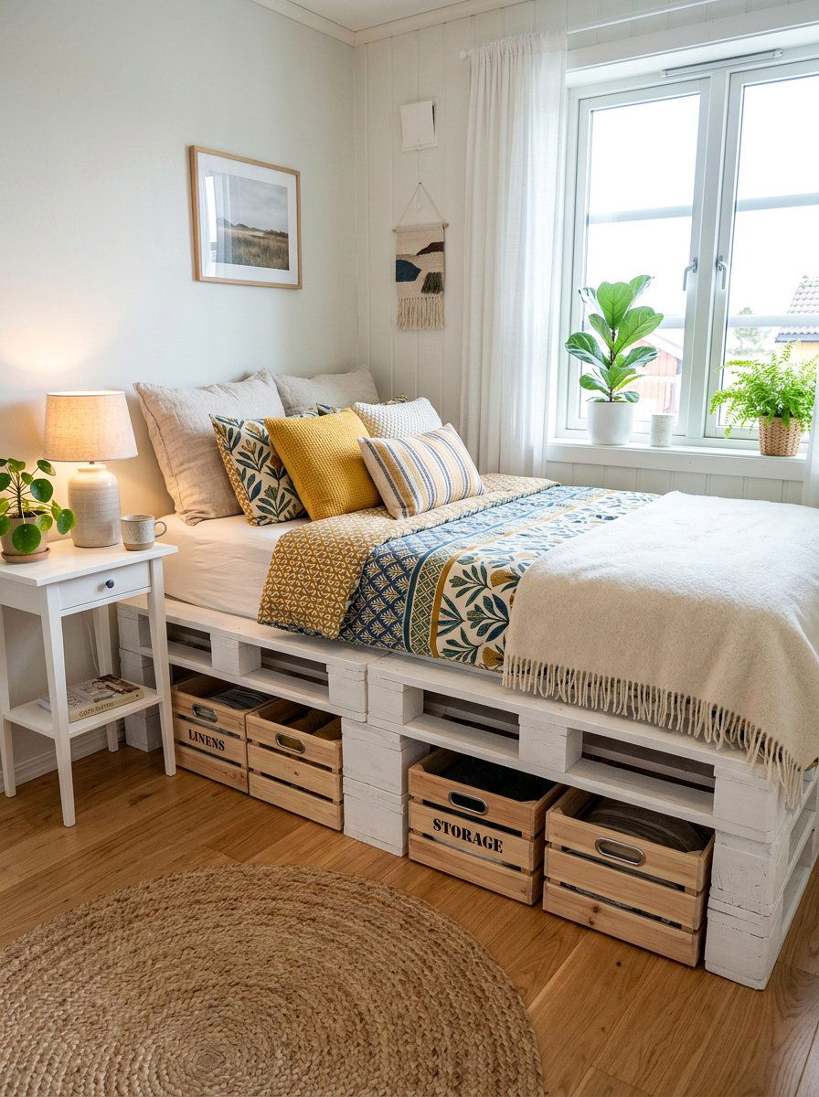 Pallet Bed Crate Base - 25 Pallet bed ideas with crate storage