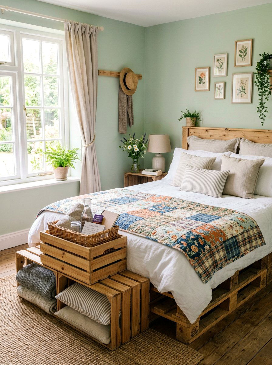 Pallet Bed Guest Room Storage - 25 Pallet bed ideas with crate storage