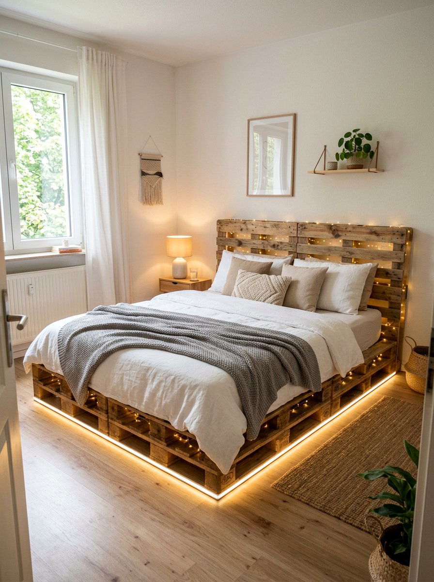 Pallet Bed Lighting - 25 pallet bed ideas