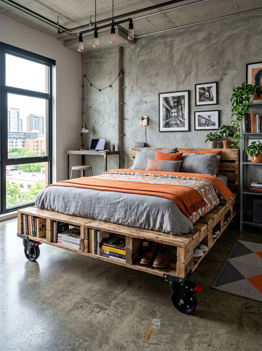 Pallet Bed On Wheels - 25 Pallet Bed with Storage ideas