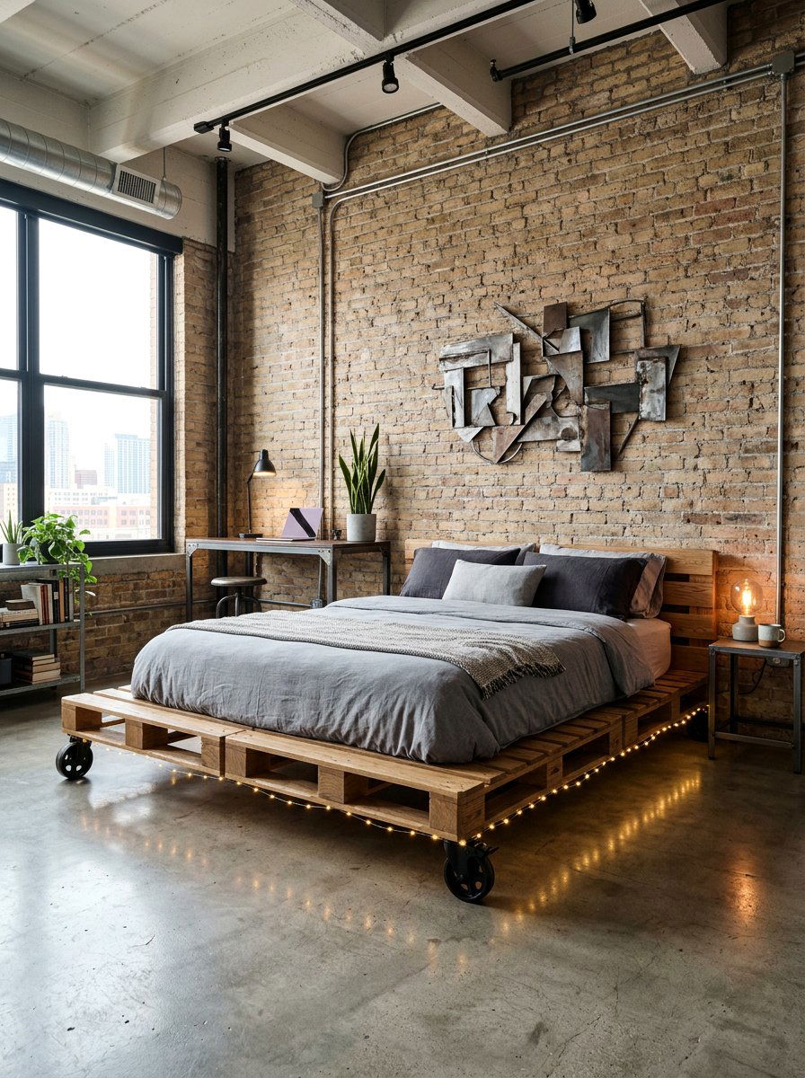 Pallet Bed On Wheels With Fairy Lights - 25 Pallet bed ideas with fairy lights