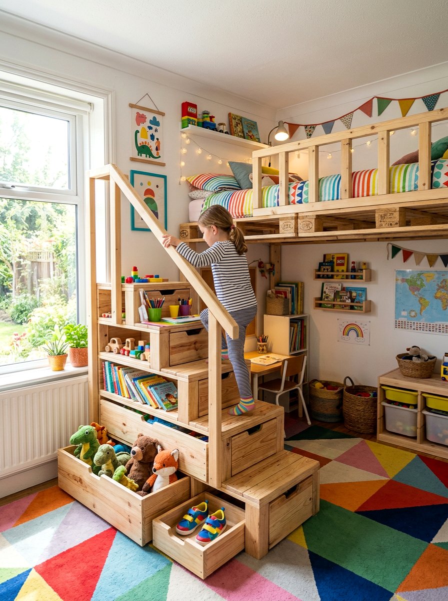 Pallet Bed Steps - 25 Pallet bed ideas with storage