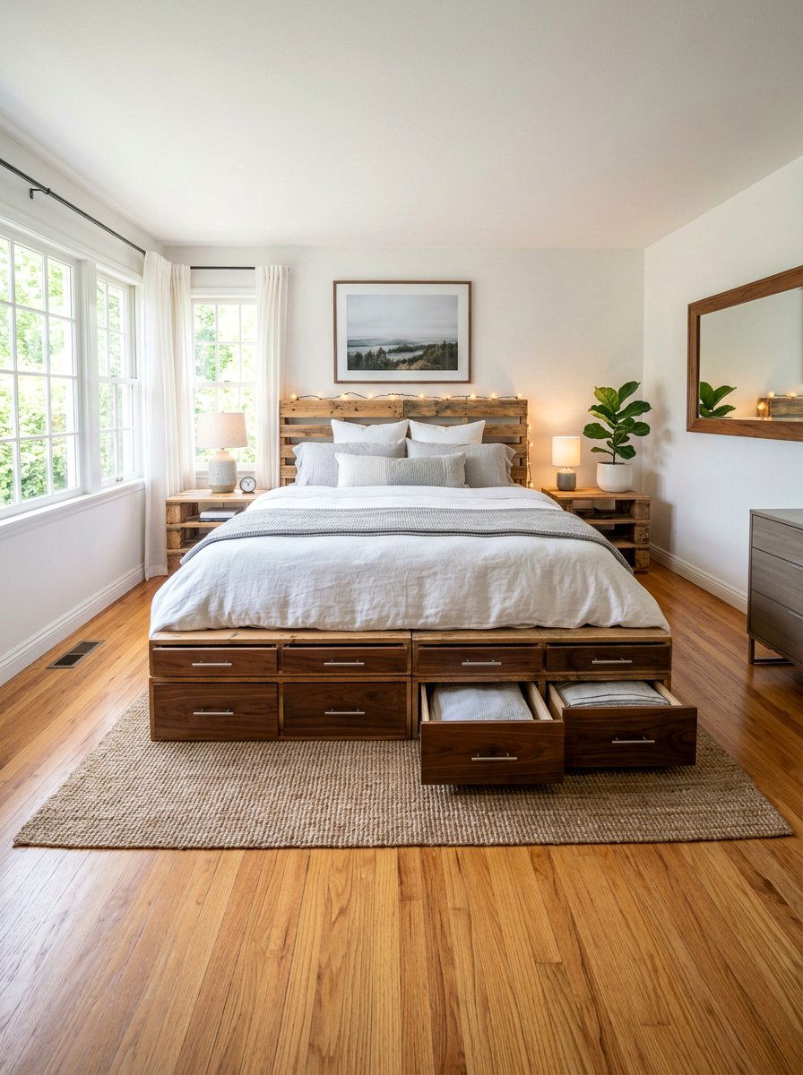 Pallet Bed With Drawer - 25 California king pallet bed ideas
