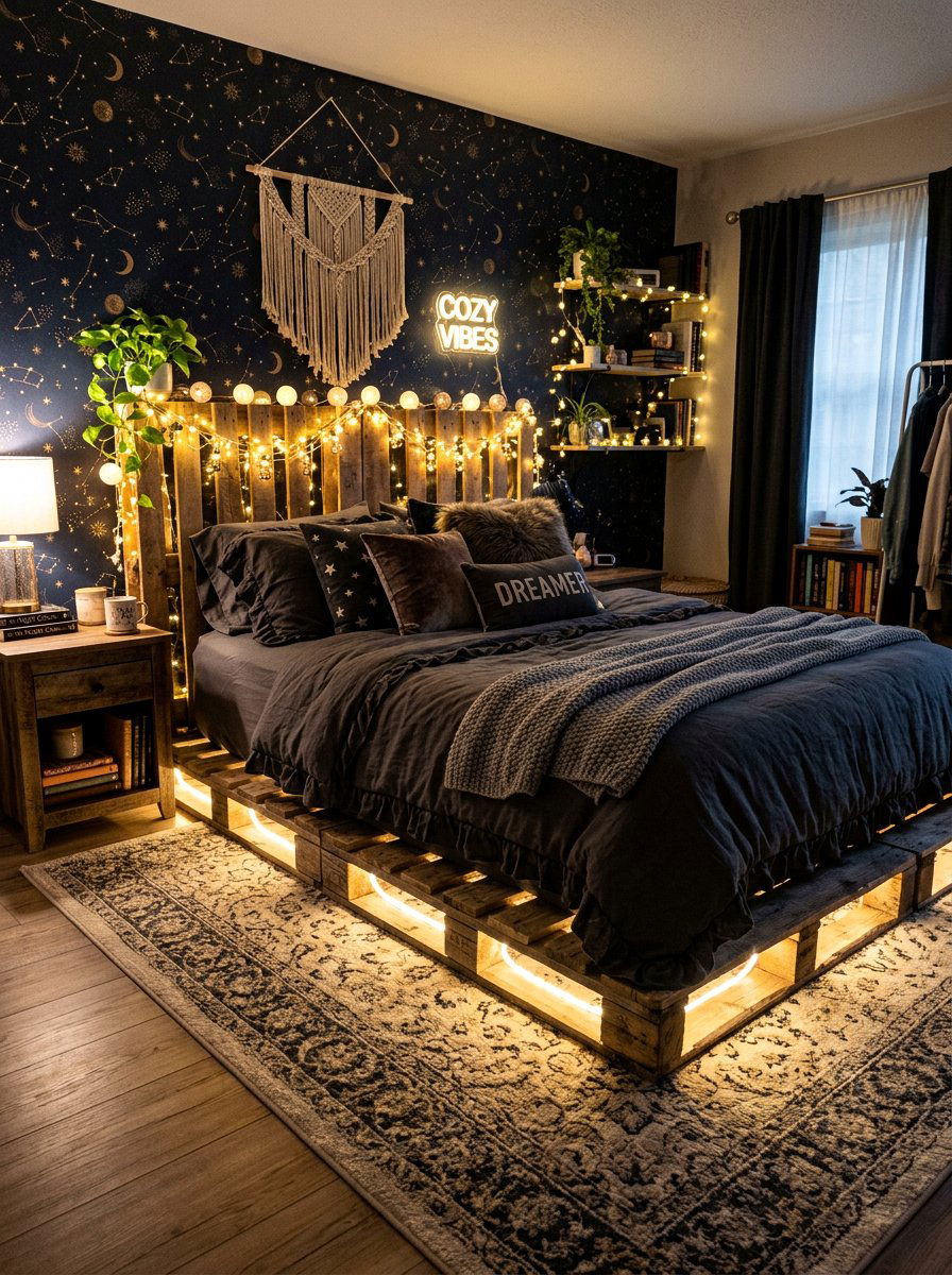 Pallet Bed With Lights - 25 Pallet bed ideas for teenagers