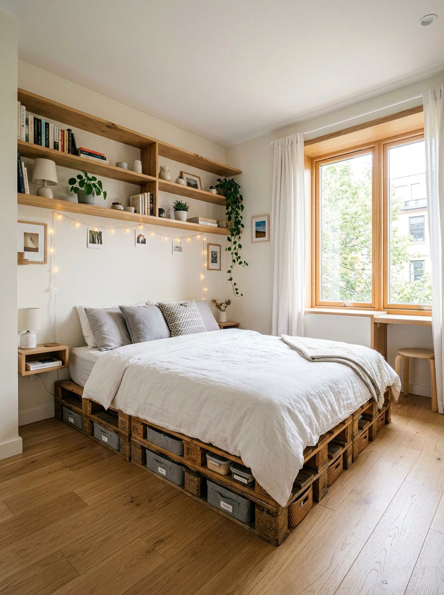 Pallet Bed With Storage - 25 King size pallet bed ideas