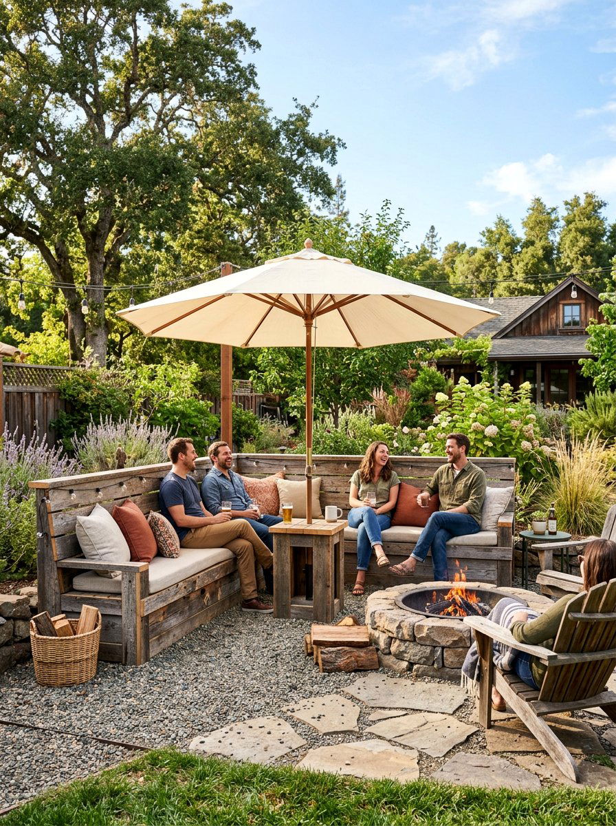 Pallet Bench Integration - 25 Pallet Umbrella Stand Ideas