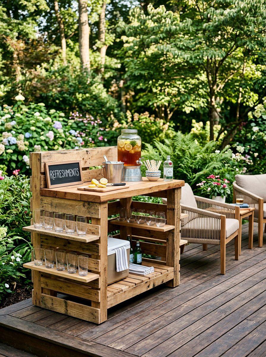 Pallet Beverage Station - 25 Pallet Outdoor Cooler Stand Ideas