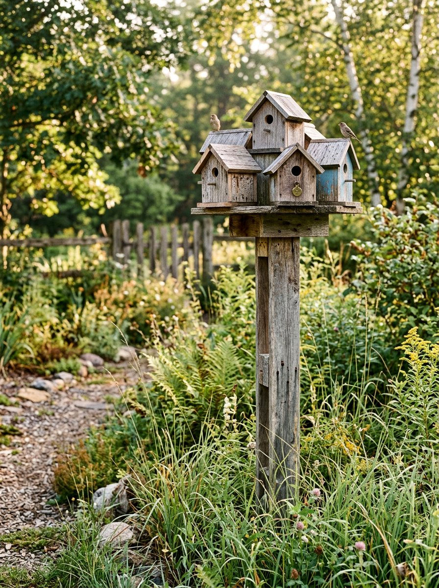 Pallet Birdhouse Stand - 25 Pallet Garden Art Ideas