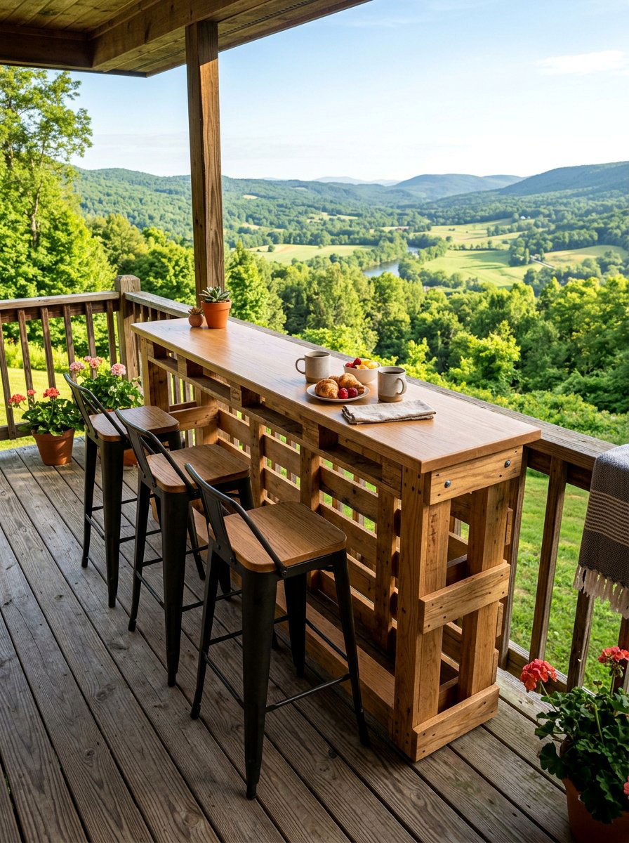 Pallet Breakfast Bar For Porch - 50 Outdoor Pallet Furniture Ideas