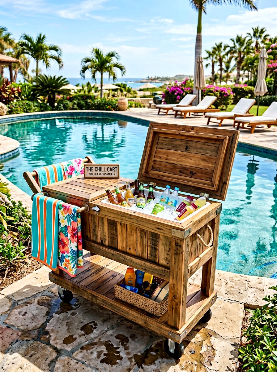 Pallet Cart With Built In Cooler - 25 Pallet Outdoor Serving Cart Ideas