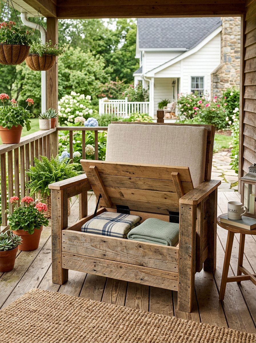 Pallet Chair With Storage - 25 Pallet Lounge Chair Ideas
