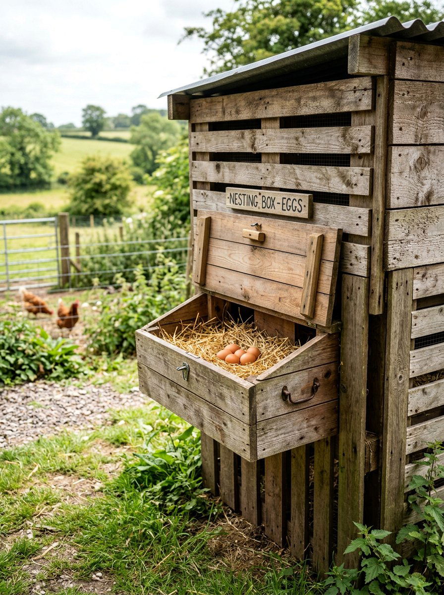 Pallet Chicken Coop With Nesting Box - 25 Pallet Chicken Coop Ideas