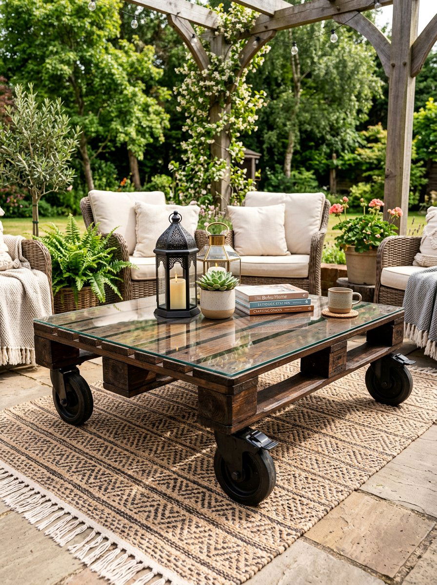 Pallet Coffee Table With Wheels - 50 Outdoor Pallet Furniture Ideas