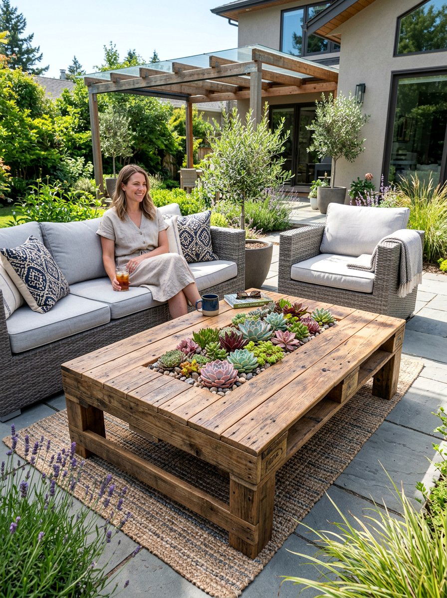 Pallet Coffee Table - 25 Pallet Succulent Garden Ideas