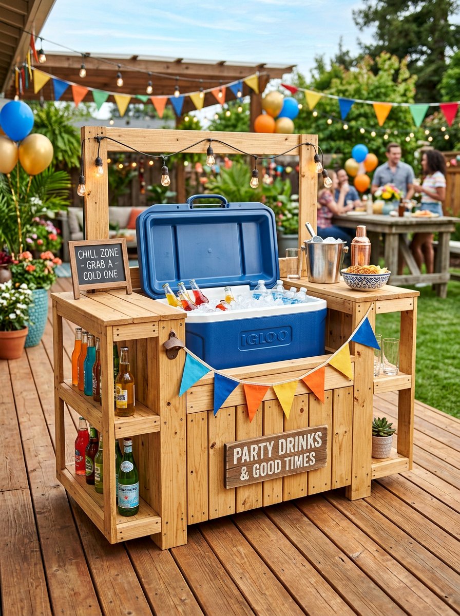 Pallet Cooler Stand For Parties - 50 Outdoor Pallet Furniture Ideas