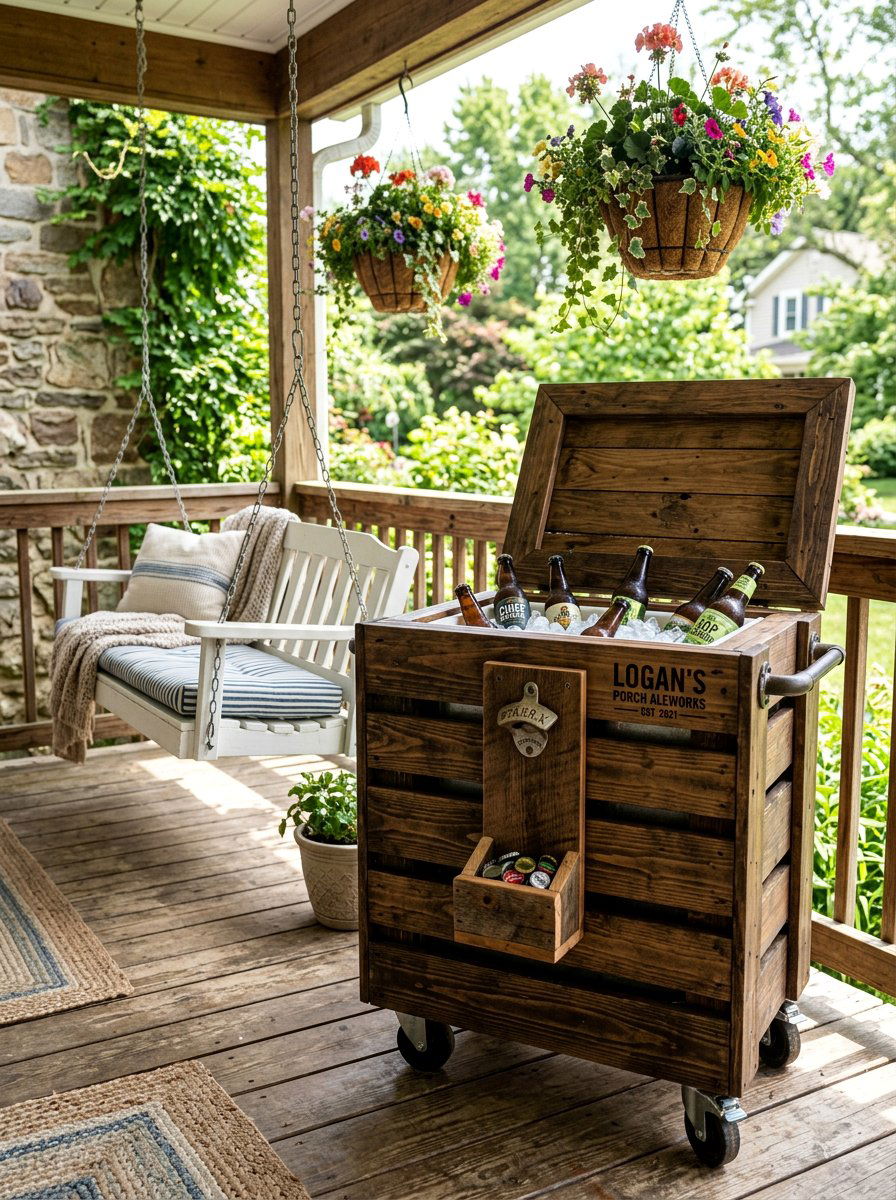Pallet Cooler With Bottle Opener - 25 Pallet Ice Chest Holder Ideas