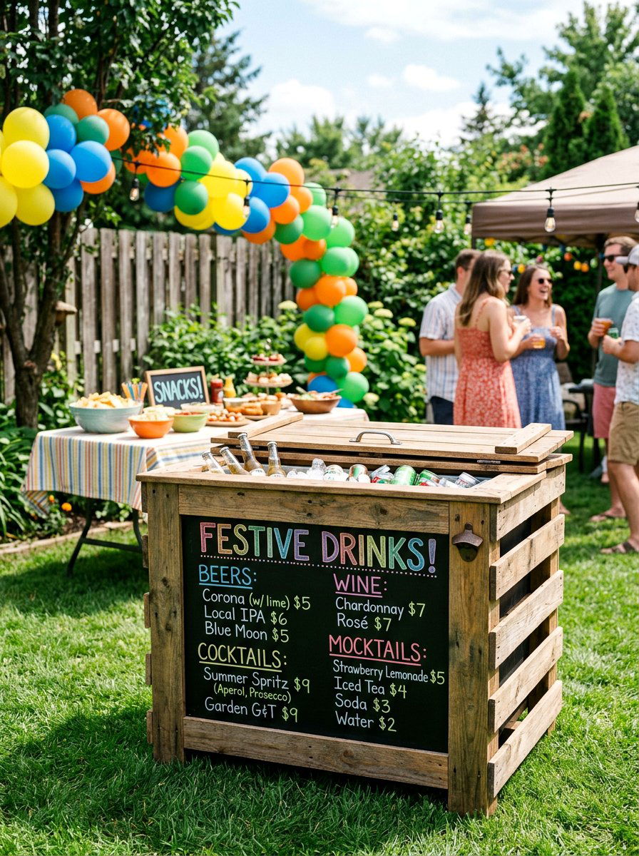 Pallet Cooler With Chalkboard - 25 Pallet Ice Chest Holder Ideas