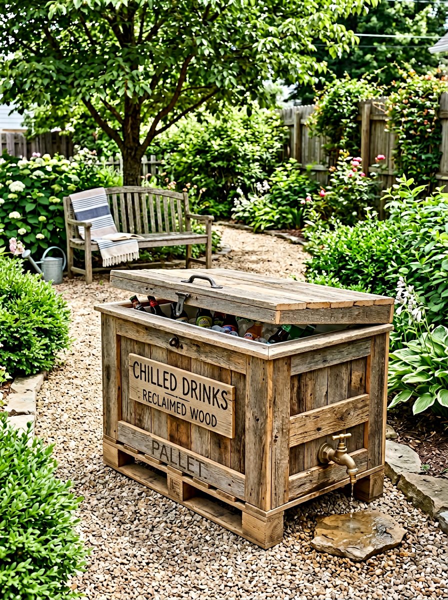 Pallet Cooler With Drain - 25 Pallet Ice Chest Holder Ideas