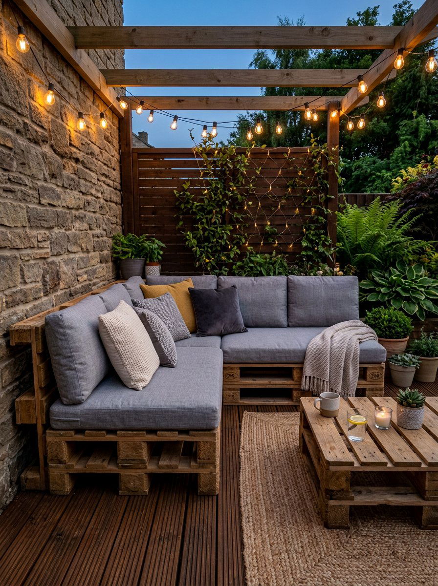 Pallet Corner Seating - 50 Outdoor Pallet Projects
