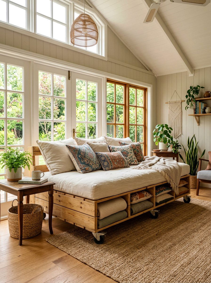 Pallet Daybed - 25 Pallet bed ideas with storage