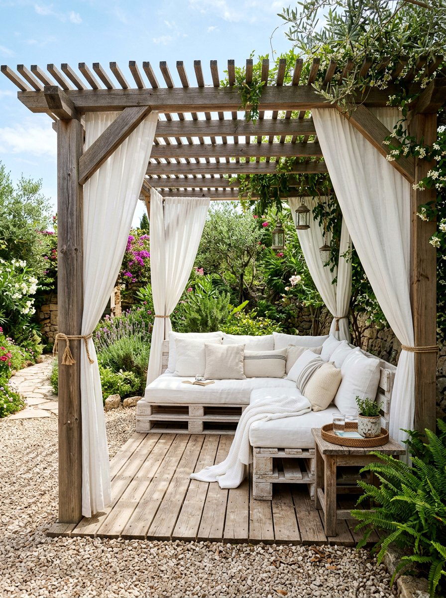 Pallet Daybed Under Pergola - 25 Pallet Daybed for Patio Ideas