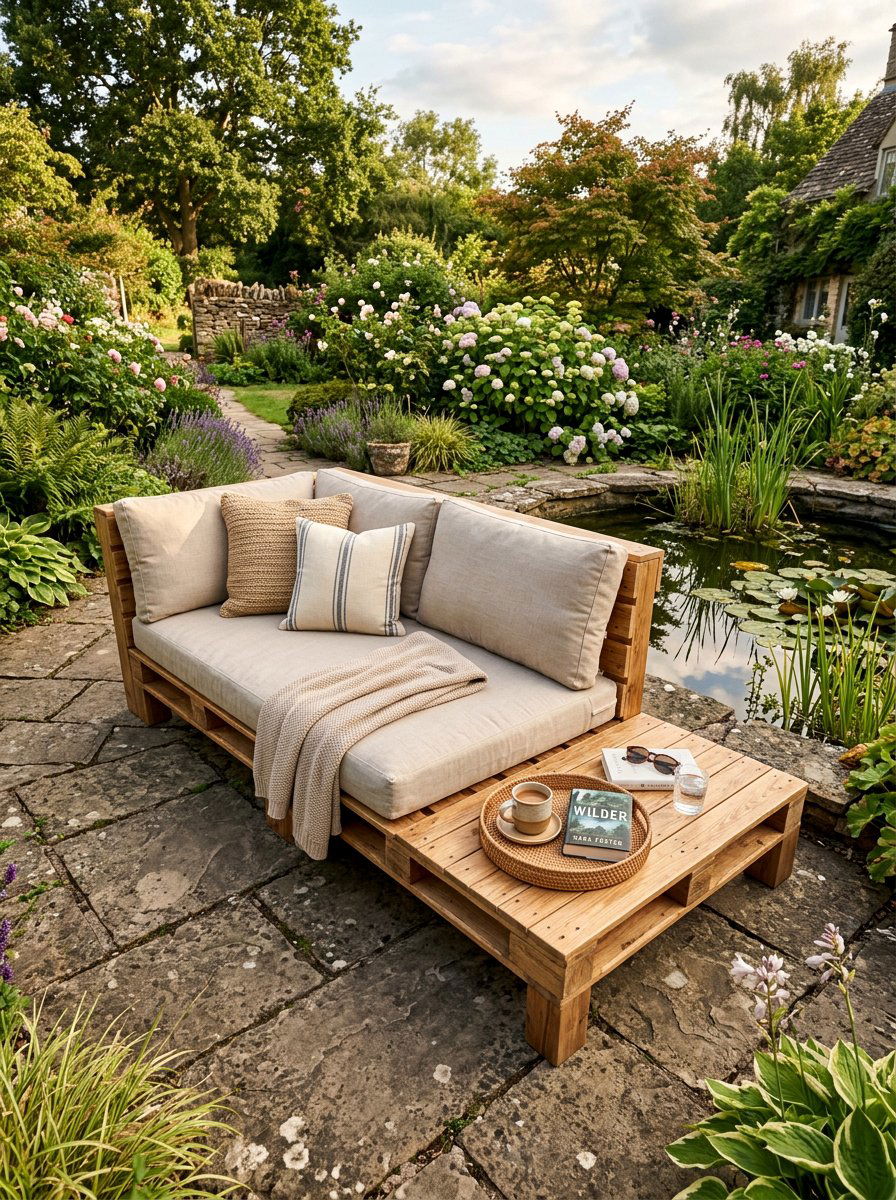 Pallet Daybed With Built In Side Table - 25 Pallet Daybed for Patio Ideas