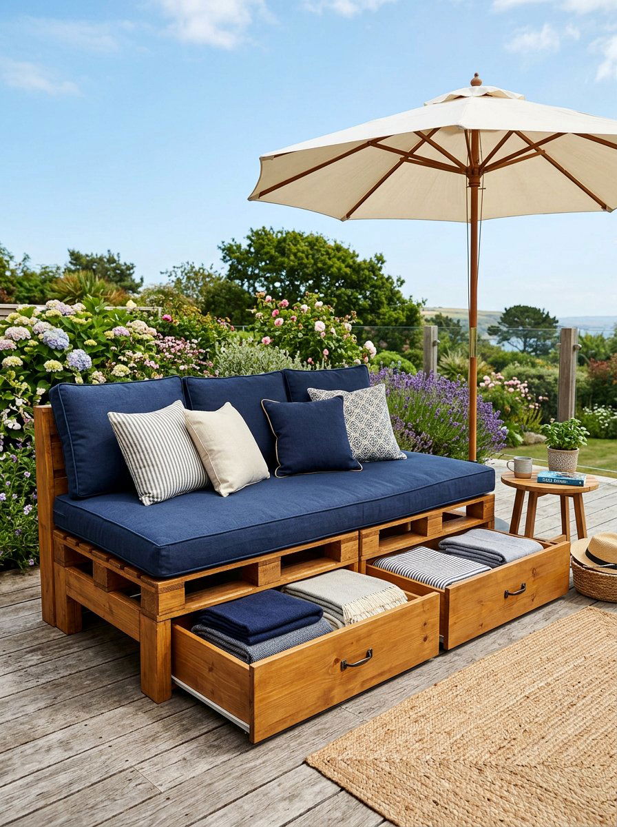 Pallet Daybed With Drawer Storage - 25 Pallet Daybed for Patio Ideas