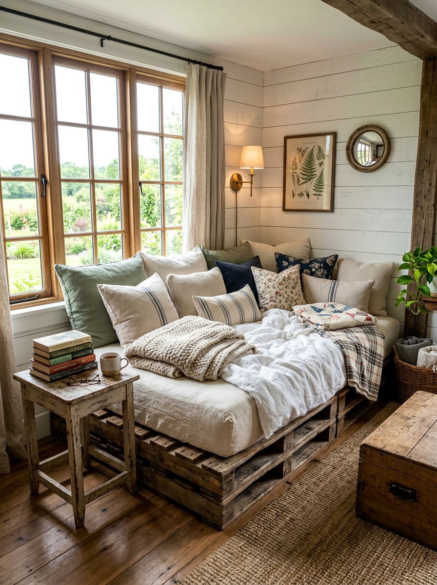 Pallet Daybed - 25 Farmhouse pallet bed ideas