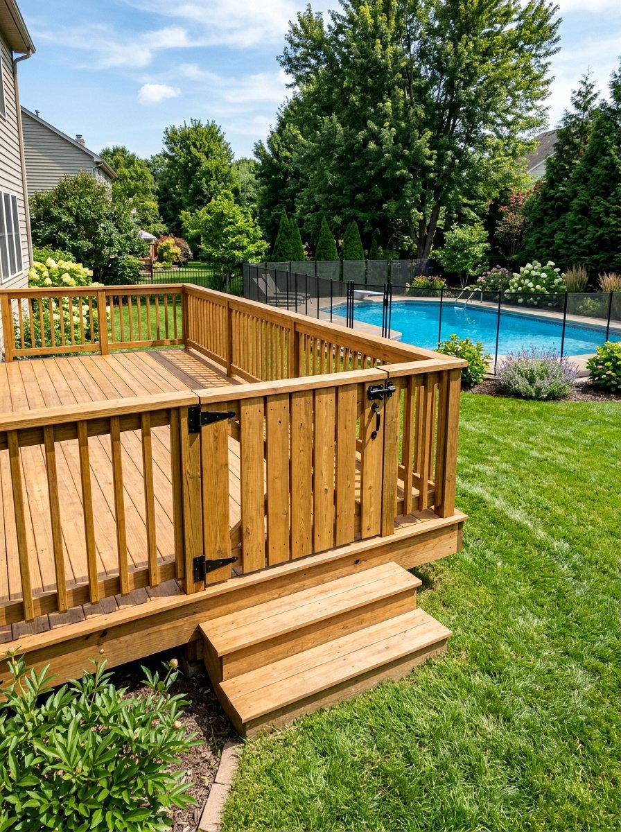 Pallet Deck With Gate - 25 Pallet Pool Deck Ideas