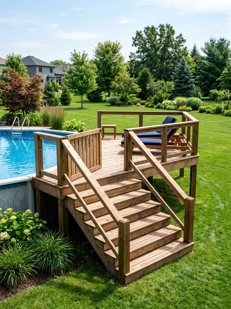 Pallet Deck With Stairs - 25 Pallet Pool Deck Ideas