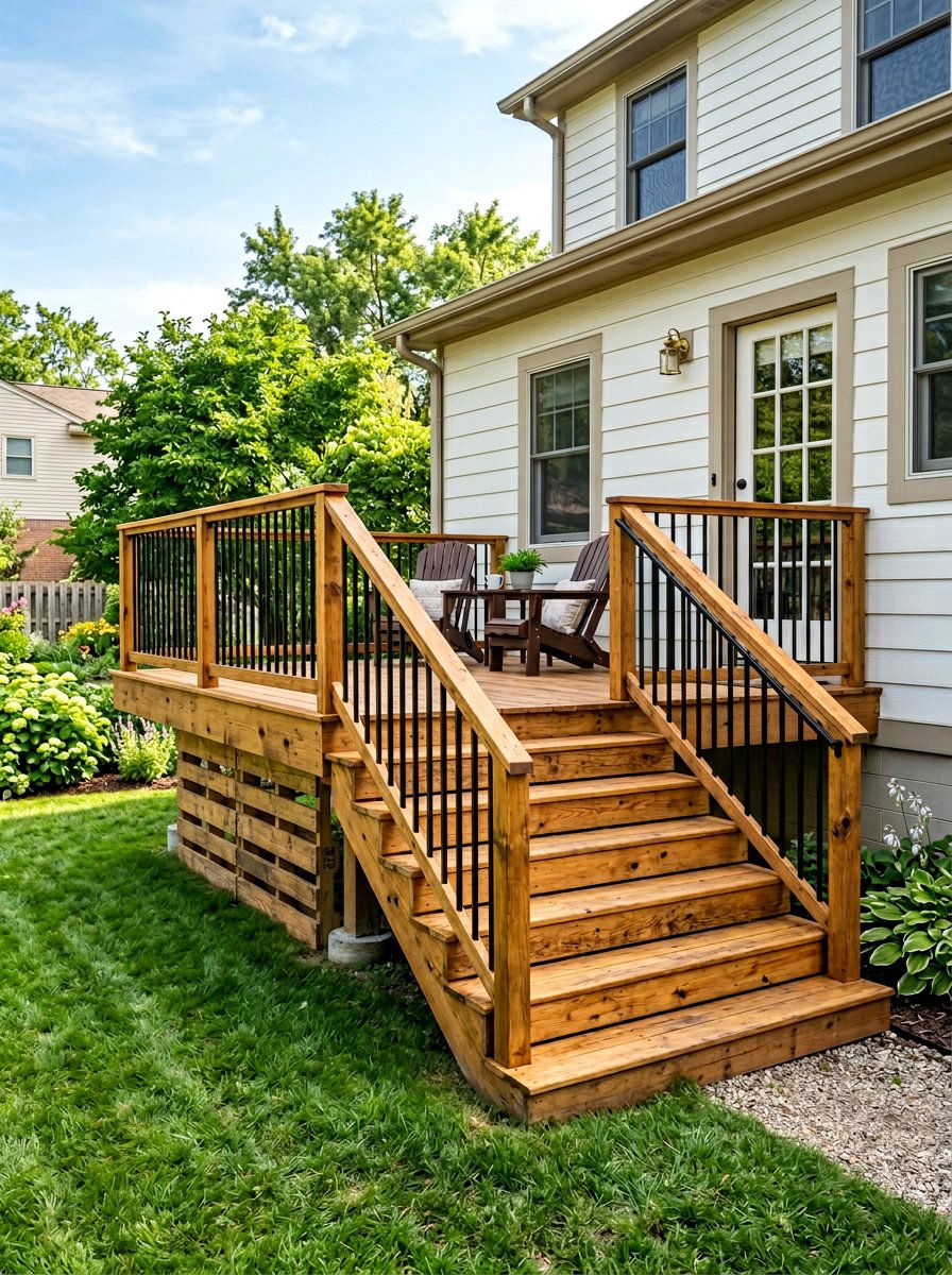 Pallet Deck With Stairs - 25 Pallet Deck for Backyard Ideas