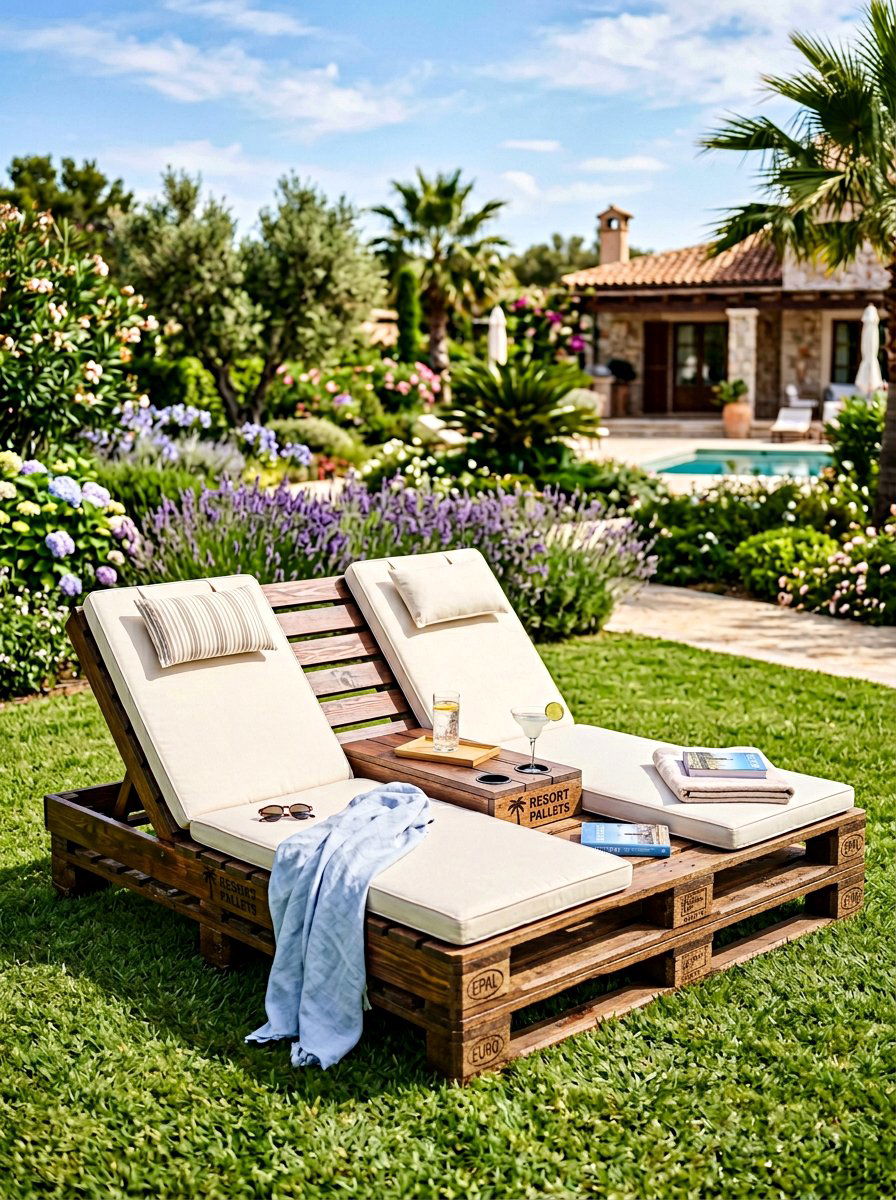 Pallet Double Lounger For Couples - 50 Outdoor Pallet Furniture Ideas