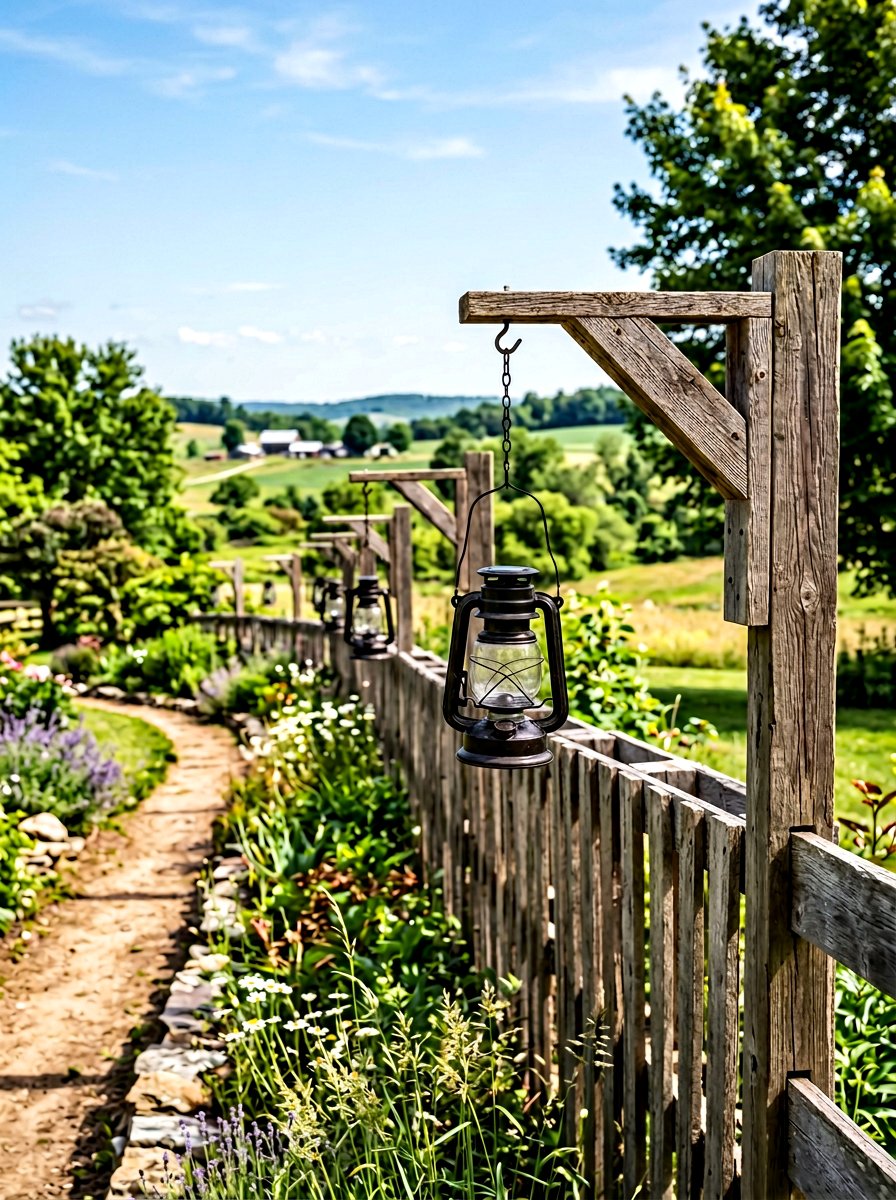 Pallet Fence Solar Lantern - 25 Pallet Solar Light Holder Ideas