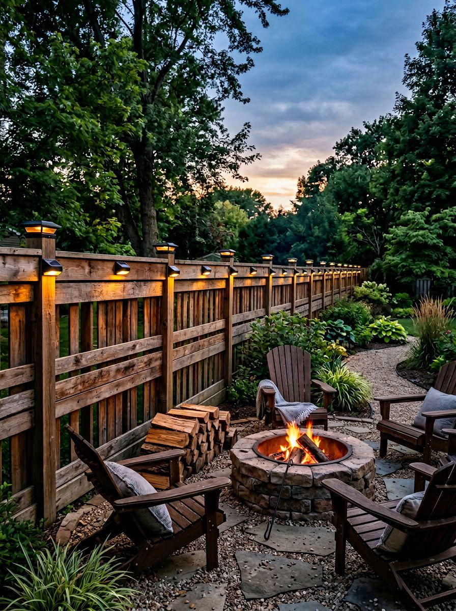 Pallet Fence With Solar Lights - 25 Pallet Privacy Screen Ideas