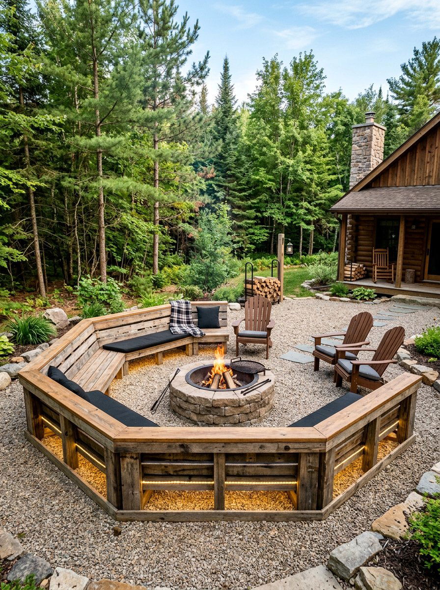 Pallet Fire Pit Surround - 25 Pallet Solar Light Holder Ideas